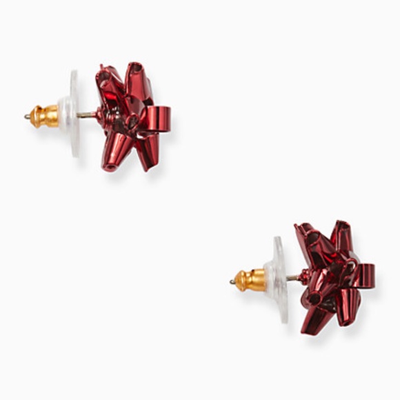 NWT~KATE SPADE~Sparkly RED Bourgeois Bow Earrings - Picture 2 of 3